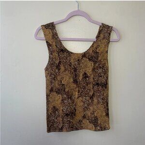 Vtg Y2K Brown Snake Skin Popcorn Tank Top 90s Grunge